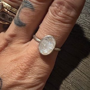 Little moonstone moon face ring handmade
